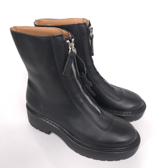 STEVE MADDEN Women's New Boots Size 7 M Black LEATHER Jones Monrow Zipper Combat - Picture 2 of 11